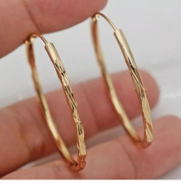 New Fashion 18k Yellow Gold Plated Hoop Earrings - Picture 3 of 6